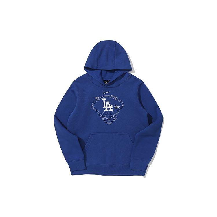 Nike X MLB Hoodie Los Angeles Dodgers Letter Logo Print Pullover Long Sleeve Kids Hoodies Dark-Blue 3Z3B7SBF7-LAD L