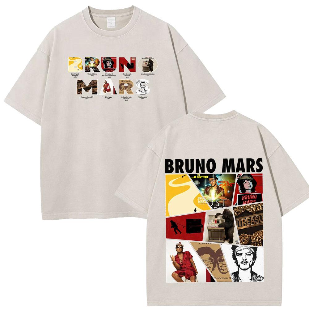 Bruno Mars The RoUnisextic Tour Print Vintage Washed Tshirt Unisex Women Fashion ONeck Cotton Loose Casual Gothic Punk Tshirts