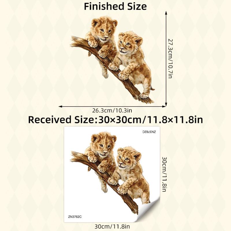 Cartoon Lion Wall Stickers Removable Peel & Stick For Kids Room Nursery Playroom Cute Animal Theme Decor