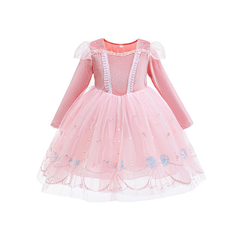 Flickors Långärmad Elsa Puff Tyll Vårklänning