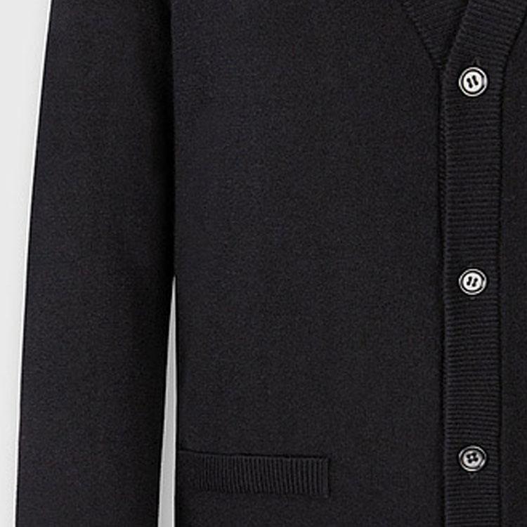 Karl Lagerfeld Minimalist Comfortable Solid Color Single-Breasted V-Neck Loose Long Sleeve Knit Sweater Men tops Black E37M2003