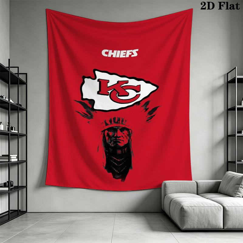 Kansas City Chiefs Wall Tapestry Aesthetic Wall Hanging Printed Fabric Blanket Decorative Tapestries for Bedroom Living Room Home Decor