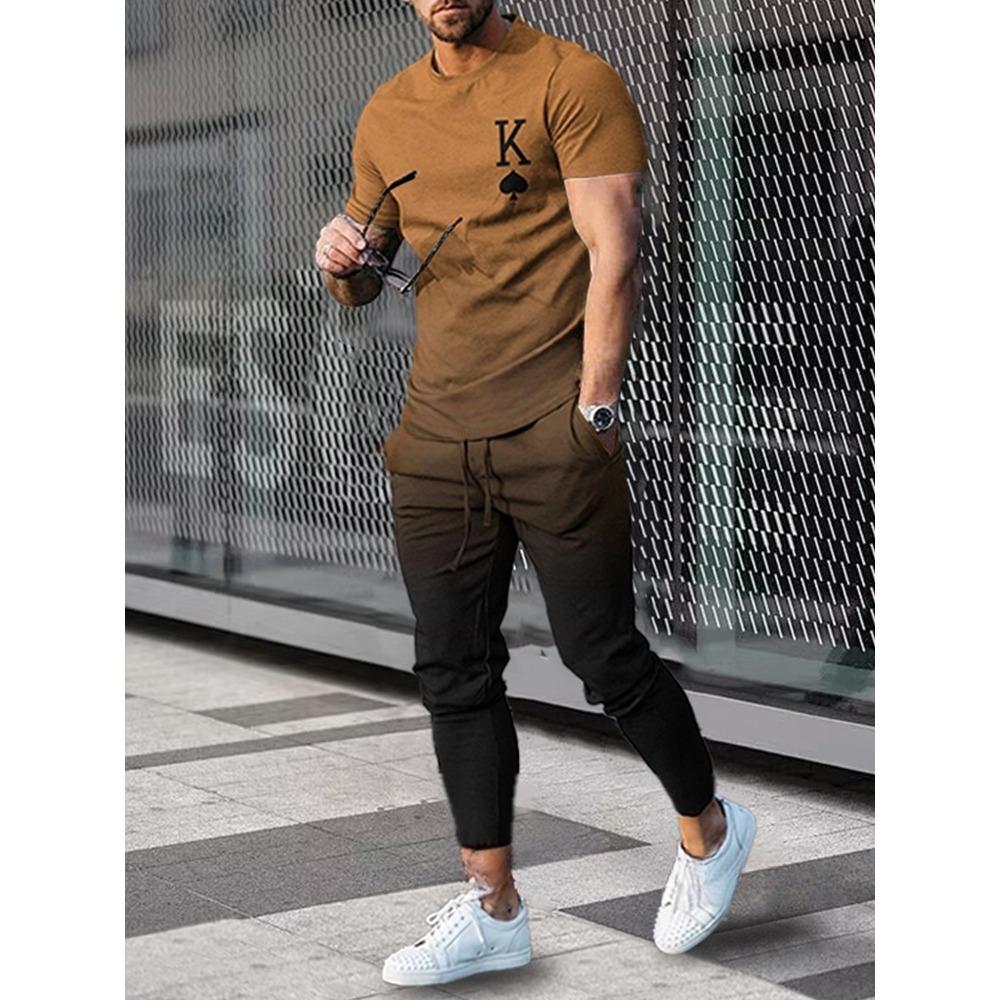 Men's Warm T-shirts And Pants Sets Outdoor Sports Training  Street Style Fashionable Pants