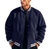 Herren Baseballjacke Herbst und Winter Fleece Amerikanische Einfarbig Locker Lässig Stehkragen Einreiher Fliegerjacke