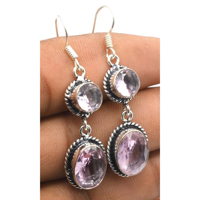 Amethyst Gemstone Ethnic Handmade Drop Dengle Earring Jewelry ER 032