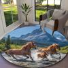 [1pc Horse Office Chair Carpet] Digital Printed Round Rug for Home & Game Room Use, Soft Indoor Sofa Chair Mat