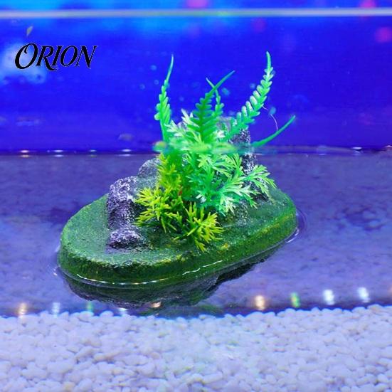 Shrimp Resting Shelter Floating Rock Aquarium Decoration, Realistic Moss Ornament with Aquascaping Decorations for Tanks Cave, Fish Tank Hideout Betta