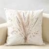 Boho Neutral Pressed Wildflower Cushion Cover Natural Linen Fabric Double-Sided Printing Breathable Perfect For Home Decor