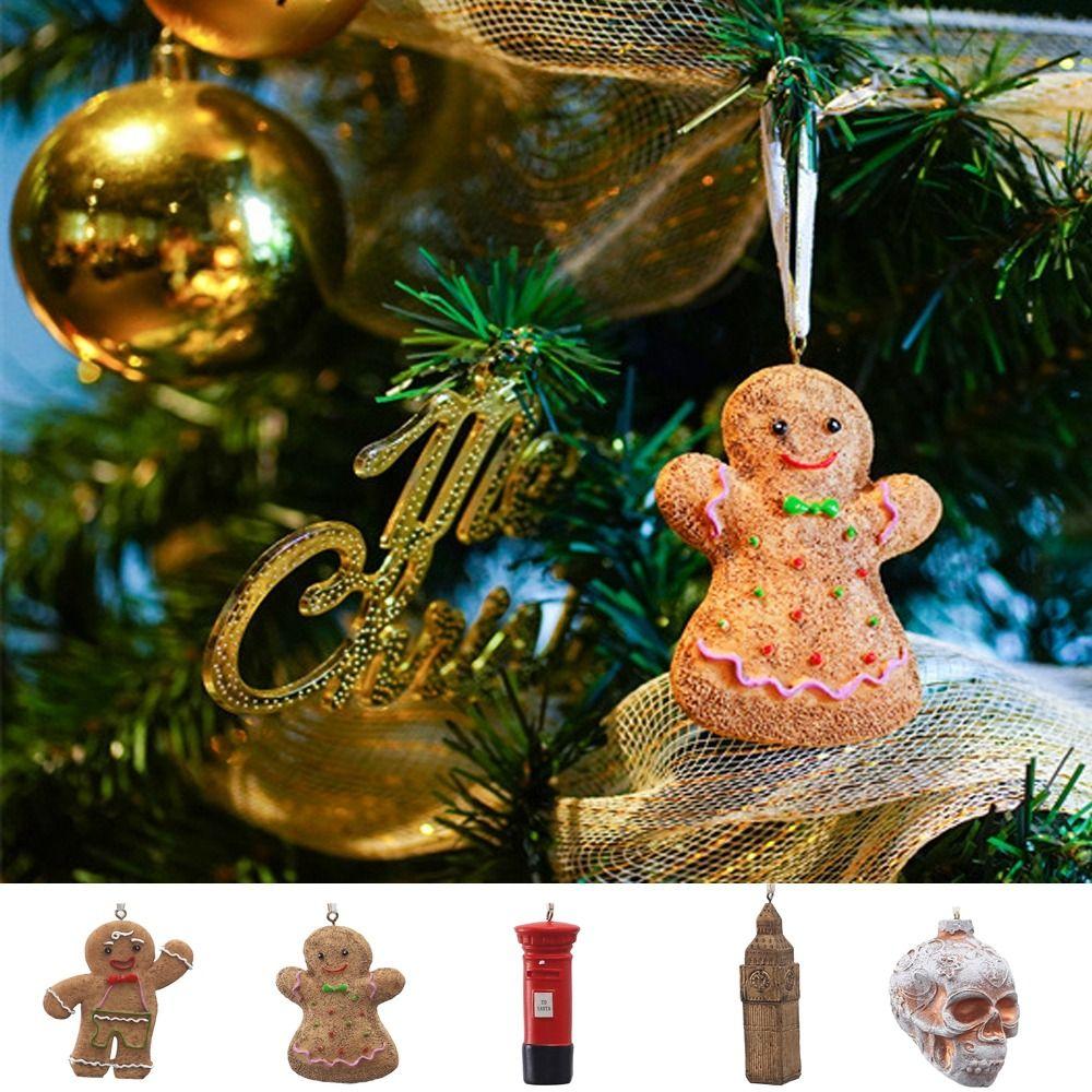 

Snowflake Skull Christmas Tree Pendant Resin Christmas Gingerbread Man Cute Home