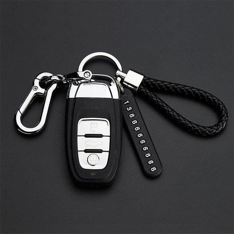 Mode Anti-förlorad Telefonnummerplatta Hänge Bil Nyckelring Nyckelring Tillbehör