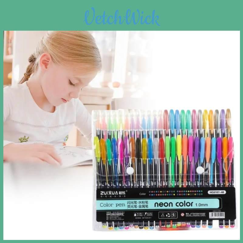 Basic Color Marker Set With 48 Fluorescent Pens For Students Art Projects And Doodle Creation