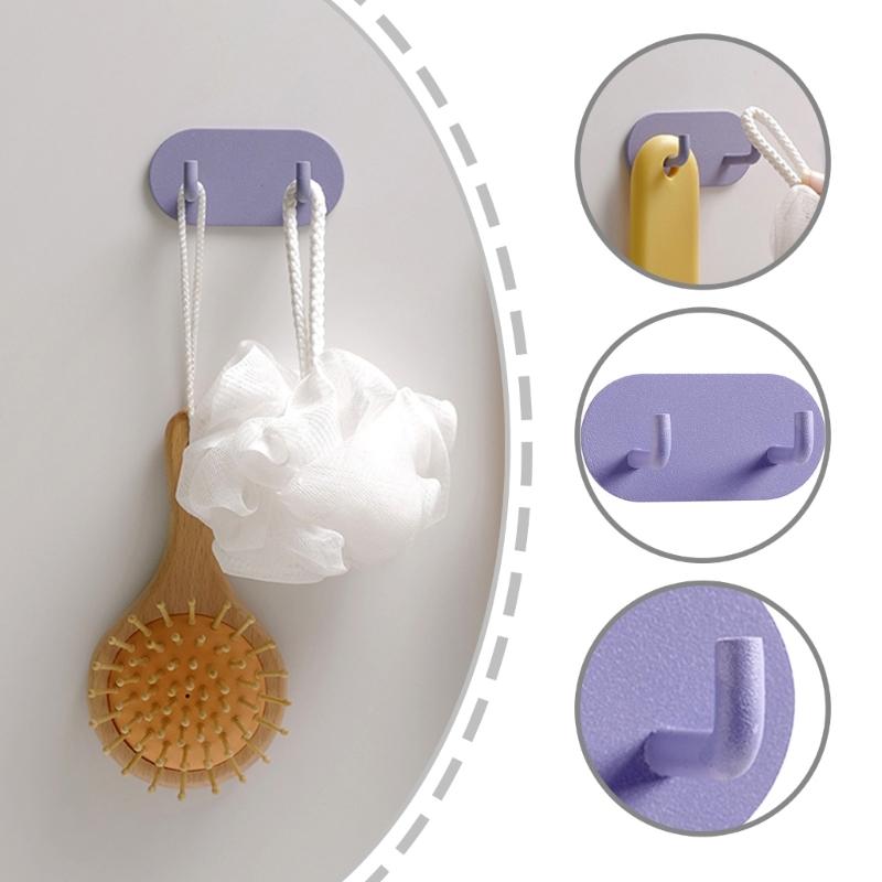Stick On Hook Double Hanging Not Damage Installation Home Organization Versatile Self Adhesive Hook for Bathroom Kitchen