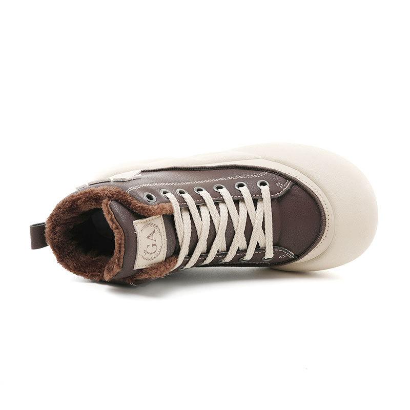 G3509 winter platform women's shoes color matching high-top warm and velvet heightening simple student cotton shoes versatile