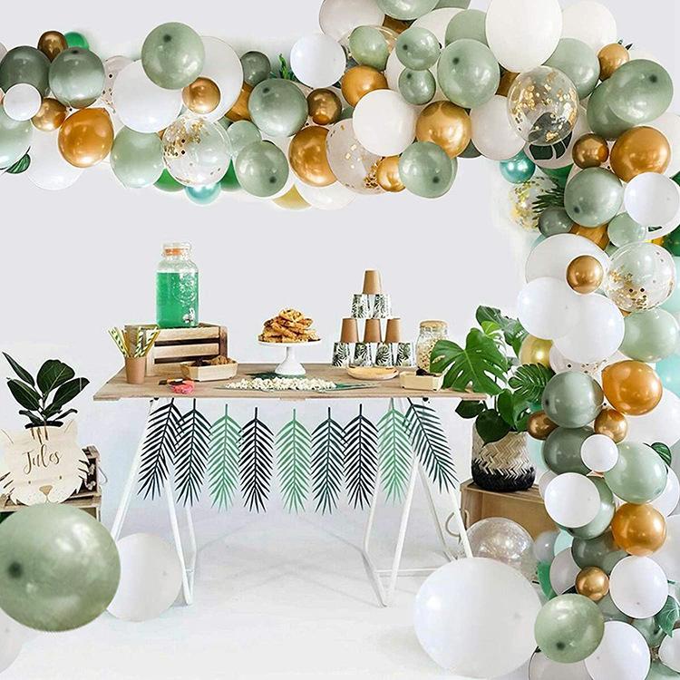 Vintage Olive Green Balloon Chain Set Bean Paste Green Balloon Set Birthday Party Arrangement