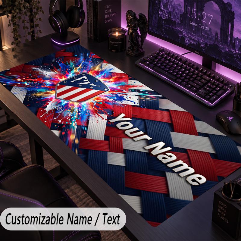 Custom Text Big Mousepad, Extended Desk Pad For Laptop Work GameAtletico Madrid FC