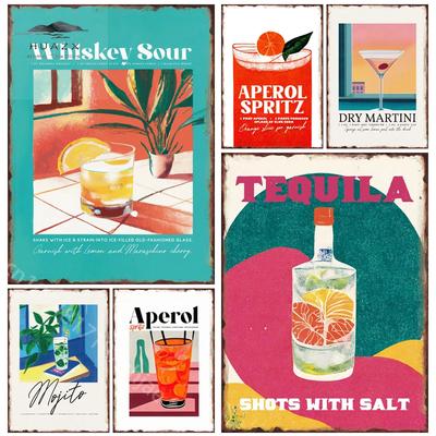 DRINK Metal Tin Sign Cocktail Posters for Bar Pub Man Cave Party Decoration Home Kitchen Wall Decor Art Painting Plaque Gift