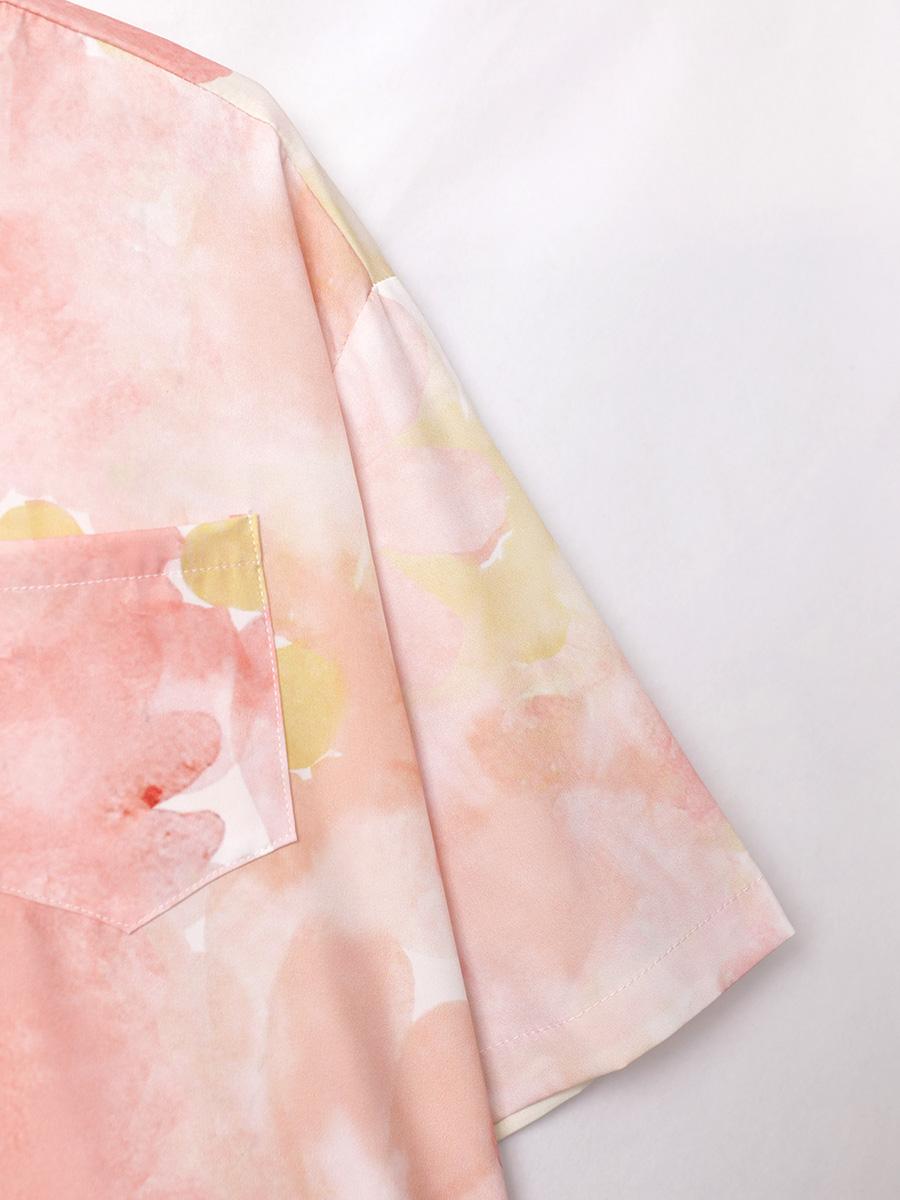 Свободная свободная рубашка с коротким рукавом и мультяшным принтом Гавайи — фото 5