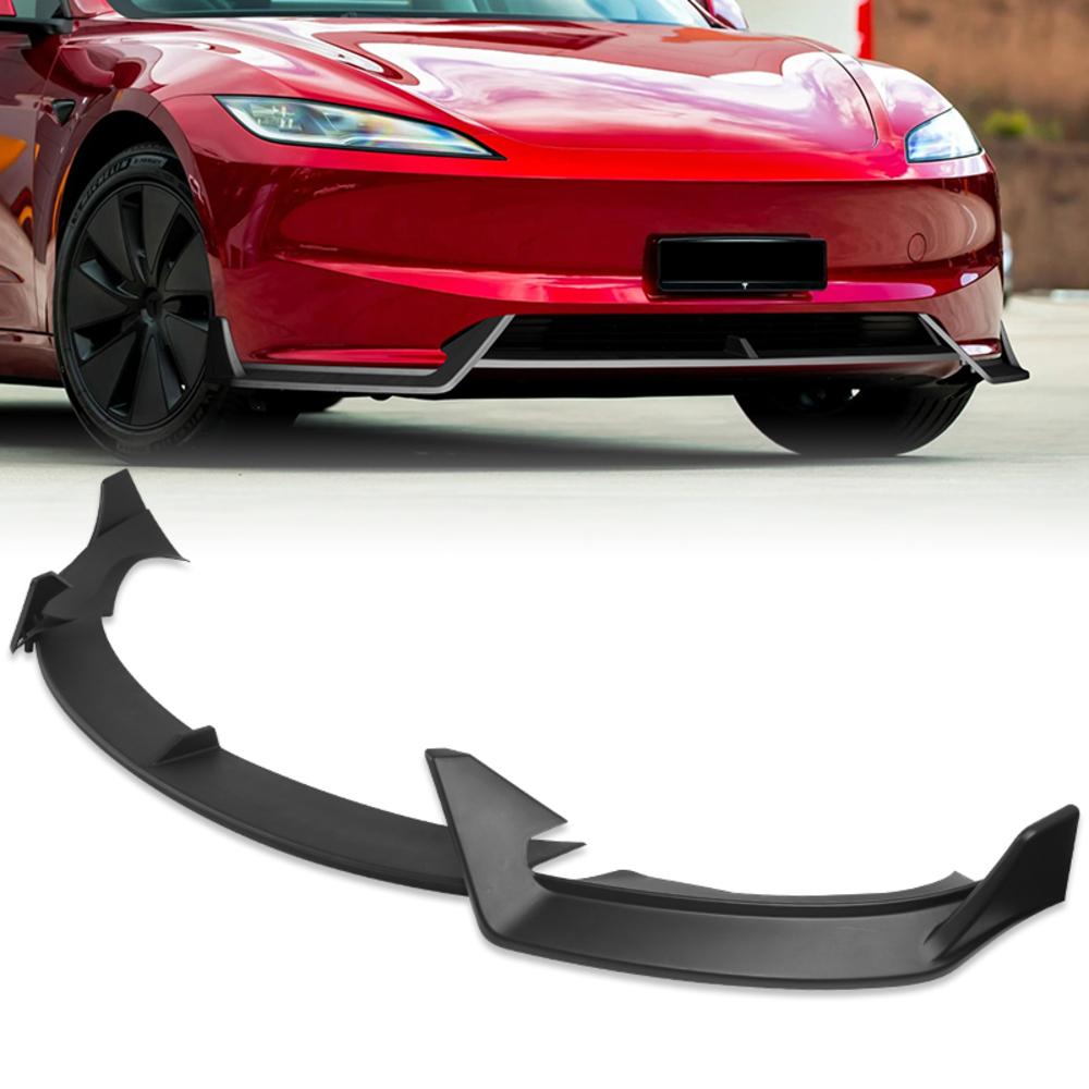 For 2024 - 2025 Tesla Model 3 Front Bumper Spoiler Lip Body Kit ( Do Not Fit Performance Bumper ) Unpainted Matt Black