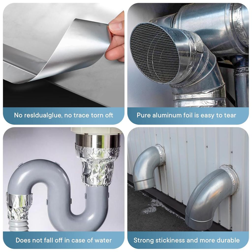 Aluminum Foil Duct Tape, Premium Silver Metal HVAC Heat Resistant Tapes,Dryer Vent Tape for Ductwork, Ducting, Sealing, Patching