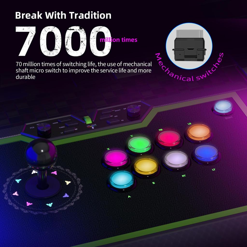 Qanba Q8 Silent Arcade Joystick Qanba Q8 Silent Arcade Joystick Gravity Mechanical Shaft Switch Silent Lever Gravity KS RGB LED model equipped with