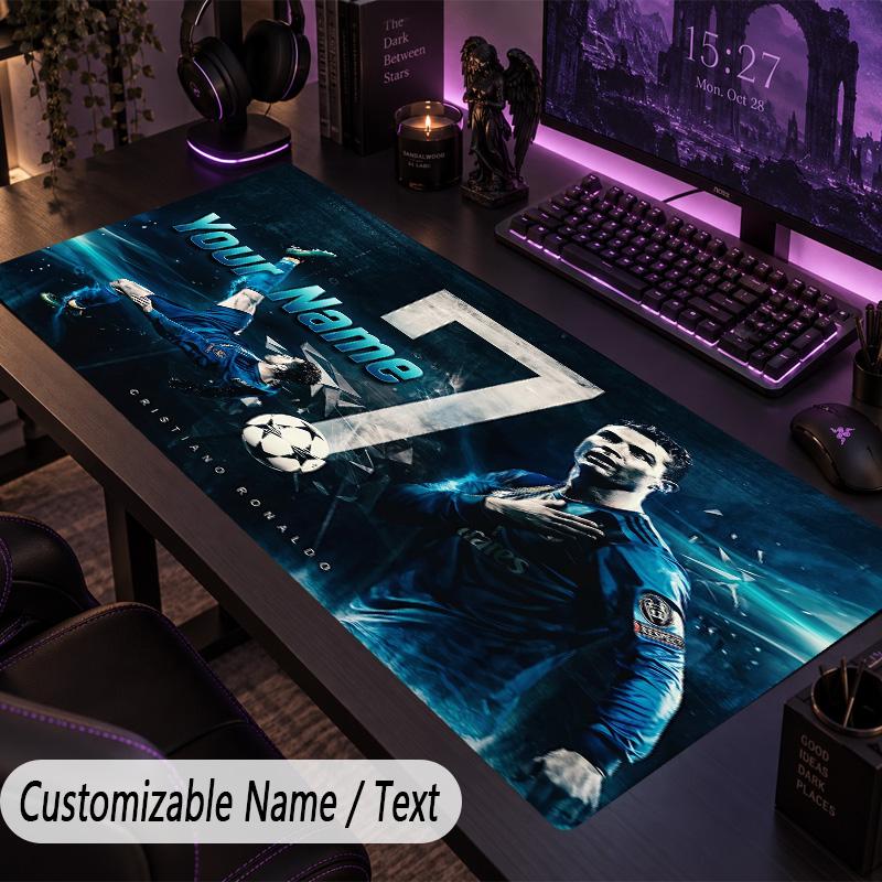 Large Mouse PadCristiano Ronaldo Custom Name Text Personalized Desk Mat Non Slip Gaming Pad