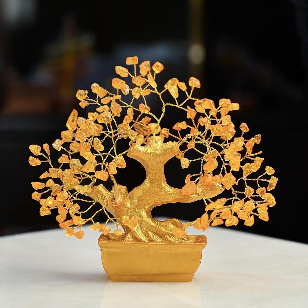 Lucky Feng Shui Citrine Tree of Life Bonsai – Gift for Women & Men | Showpiece for Home Decor Living Room | Positive Energy Items |