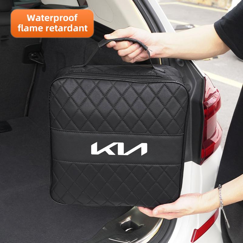 AEF1 Car Leather Storage Bag High-capacity Auto Trunk Handbag For KIA Sportage Seltos Sorento K3 K4 Soul Carnival EV6 EV9 Carnival K5