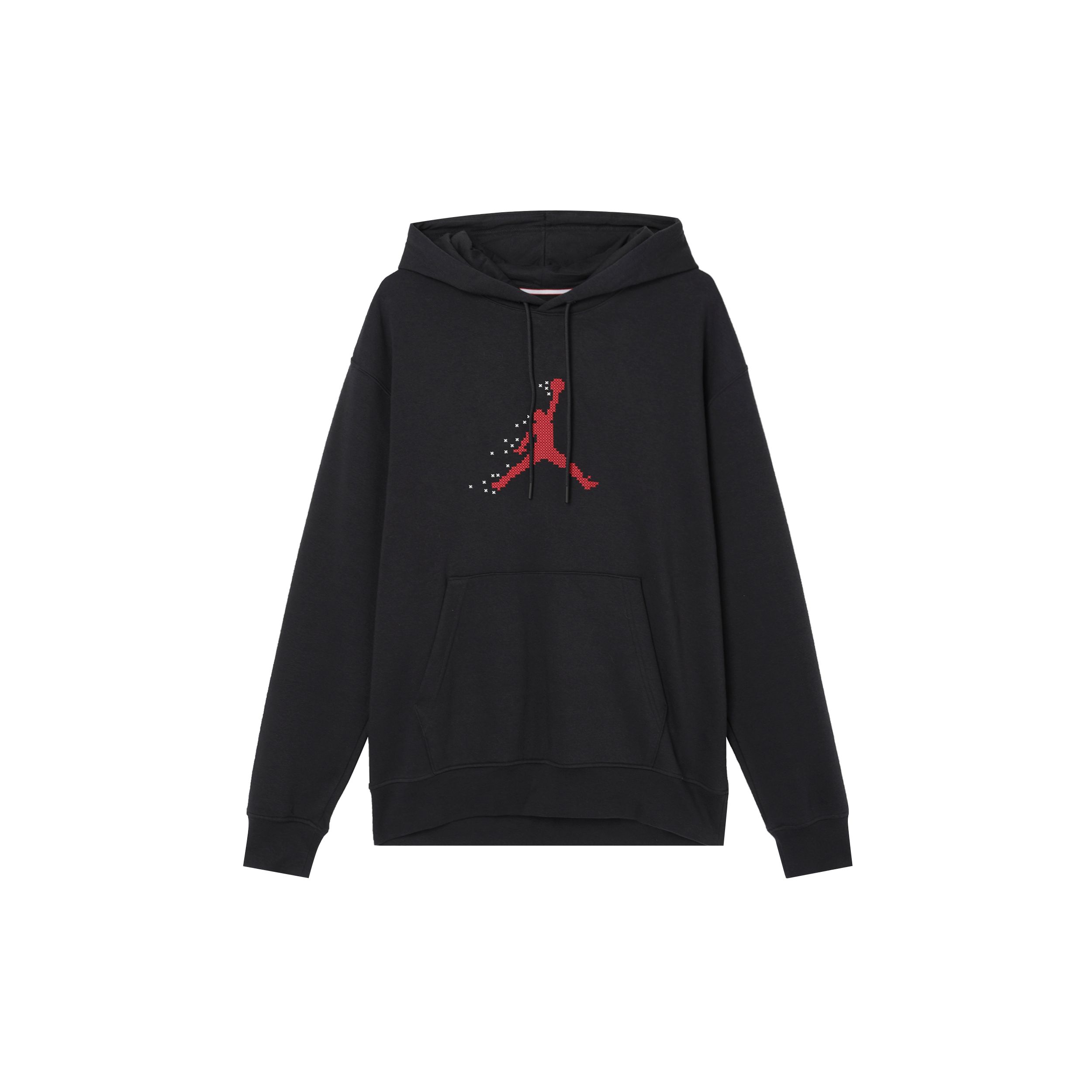 Jordan Essentials Holiday Fleece Pullover Hoodie Black Gym Red FD7466-010 M