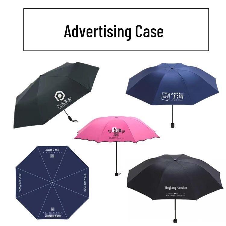 Black Vinyl UV Protection Automatic Three-Fold Rain Umbrella with Custom Logo