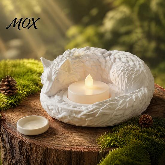Animal Shaped Candle Holder Wolf Candlestick Holder, Matte 3D Print Stand, Rustic Tealight Candles Ornament for Home Fireplace And Tabletop Dark Style