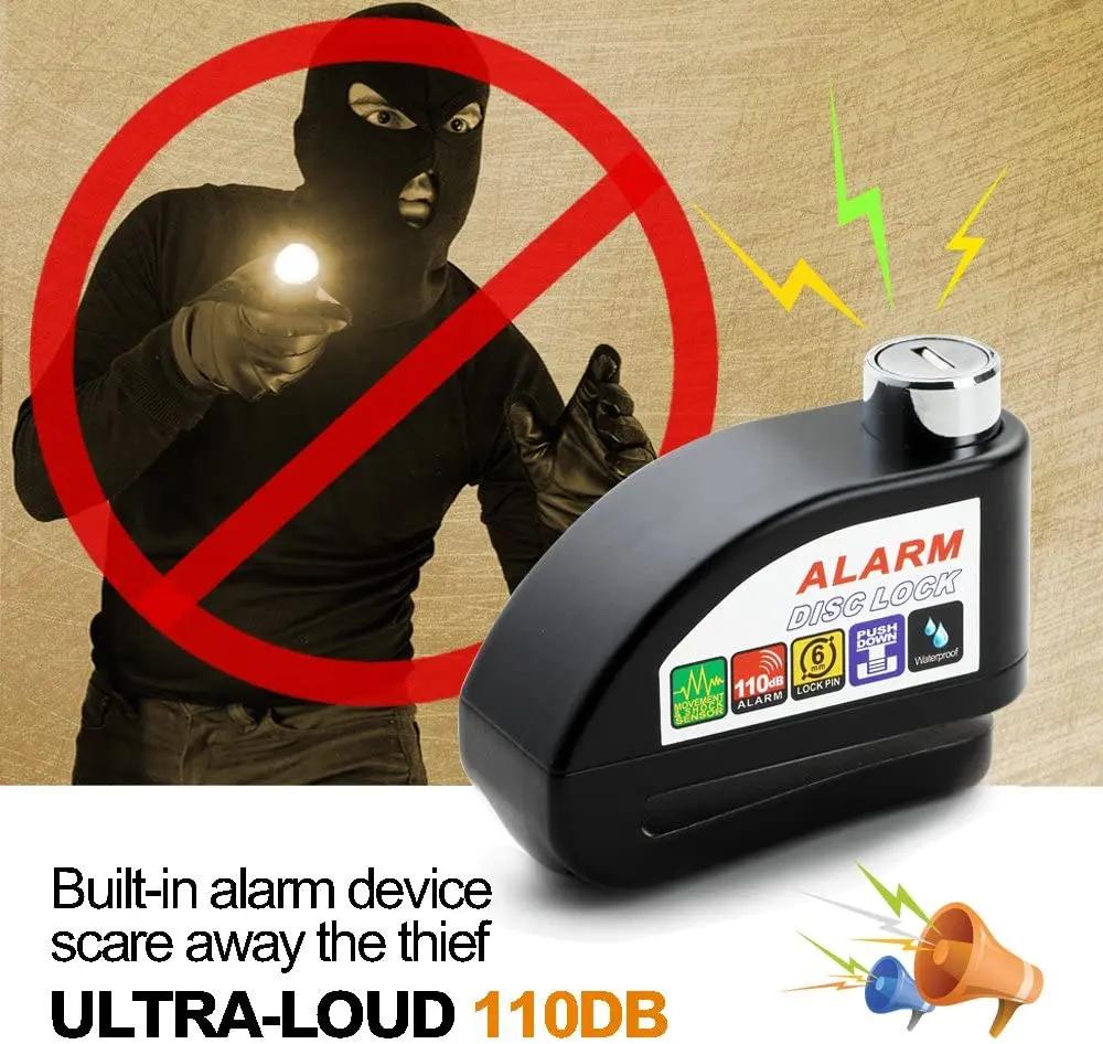 Alarm zvukový zámek motocyklové kolo univerzální 110db hlasitý bezpečnostní vodotěsný zámek na kolo
