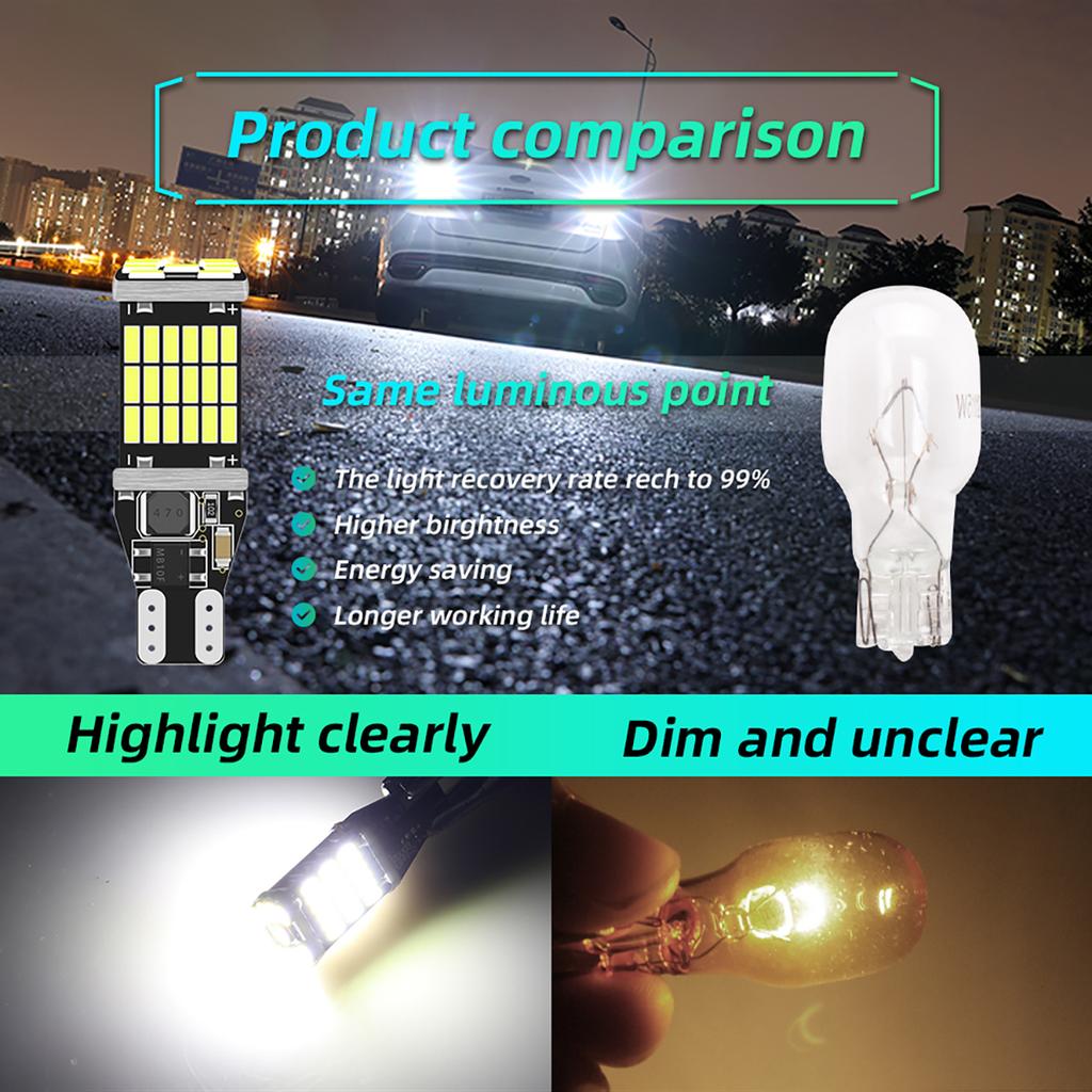 10PCS T15 W16W LED Bulbs 902 904 906 912 921 Car Reverse Lights Canbus Flash Warning Light 12V Backup Light 45SMD 4014 Chip