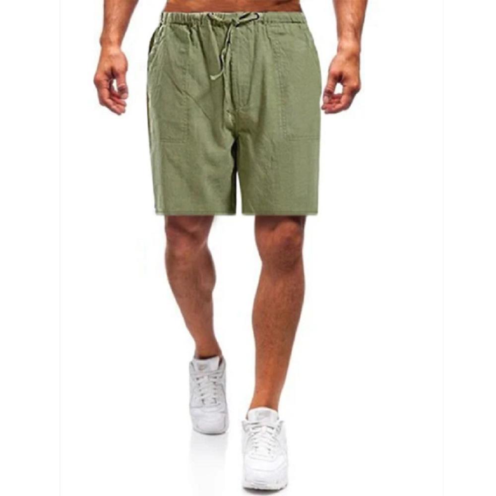 Men's Summer Simple Shorts Solid Color Straight Drawstring Breathable Elastic Waist Casual Loose Jogger Sportswear