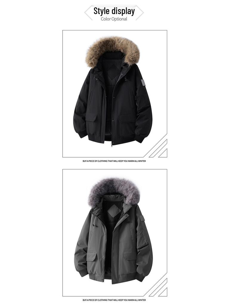 Men's & Women's High-Quality Removable Fur Collar Hooded Cotton Padded Winter Jacket