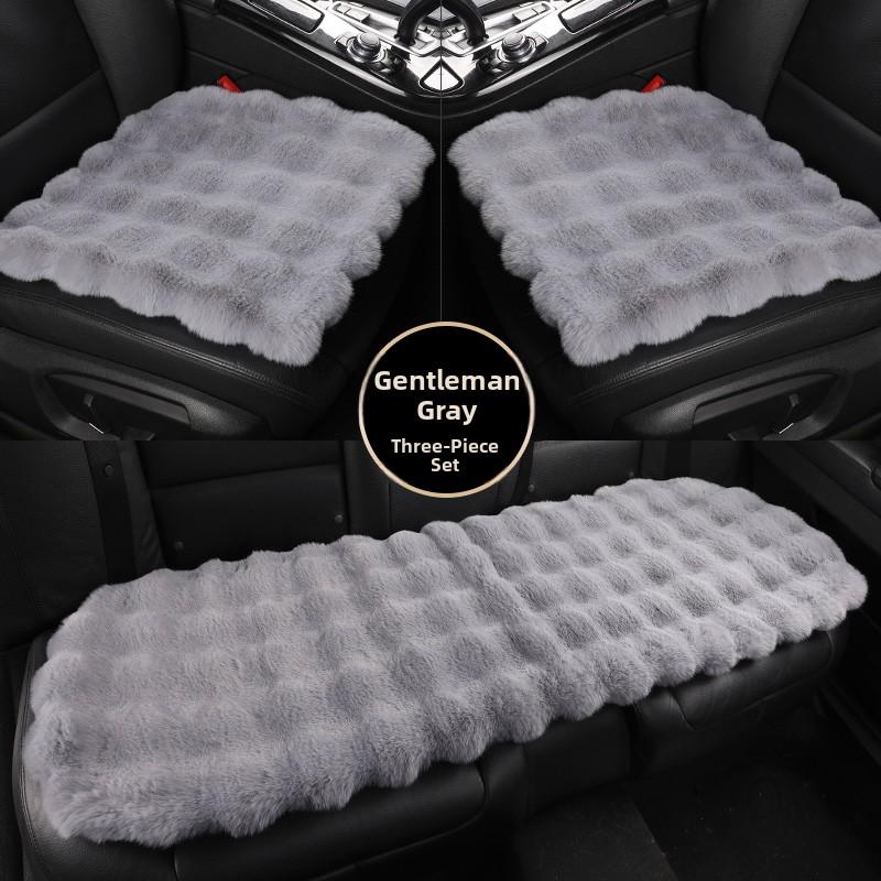 Heated Car Cushion Winter Warm Comfortable Bubble Velvet Simulation Rabbit Fur Car Pad 5 Seats Non-Backrest