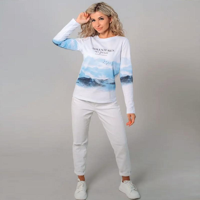 Женские осенние топы с принтом пейзажей и пейзажей — фото 3