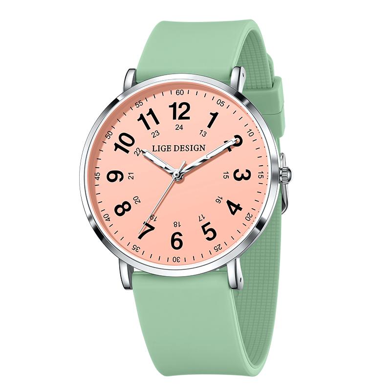 LIGE New Fashion Men Watch Simple And Thin Women Watch Sports Luminous Waterproof Silicone Strap Quartz Watch
