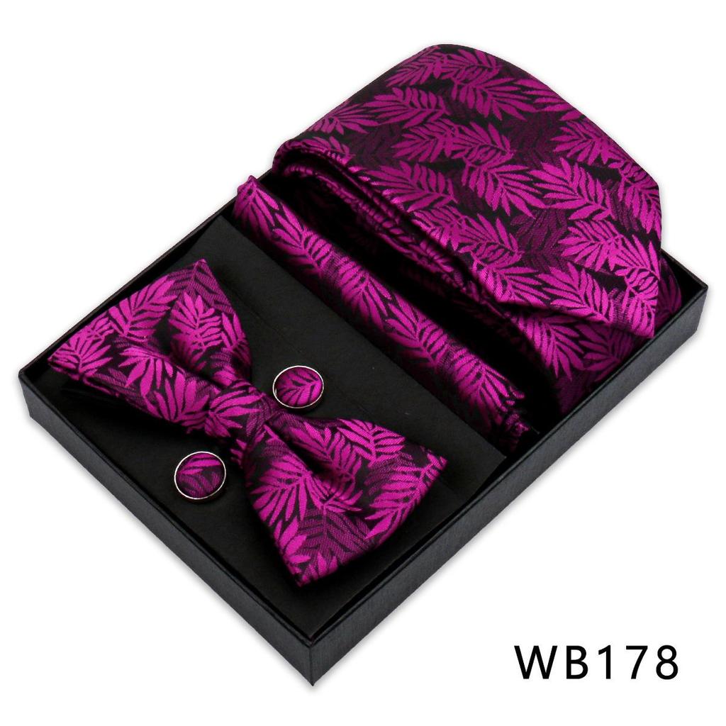 Men's Silk Bow Tie & Pocket Square Gift Set - Business & Wedding