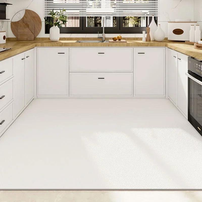 Kitchen Carpet, Waterproof Pvc Floor Mats, Non-Slip Leather Mat, Solid Color, Home Decoration, Big Size, Custom Rug