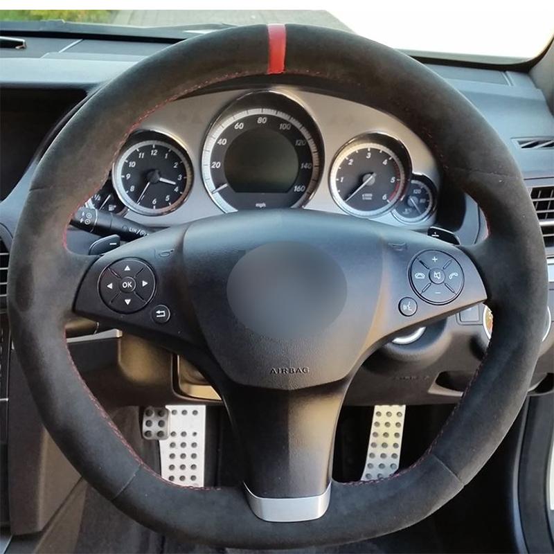 

для Mercedes Benz C63 SL65 SLK55 AMG R230 C219 W204 W212 2008-2015 Ручне шиття Замша Шкіра Автомобільна Накладка на Кермо style 2