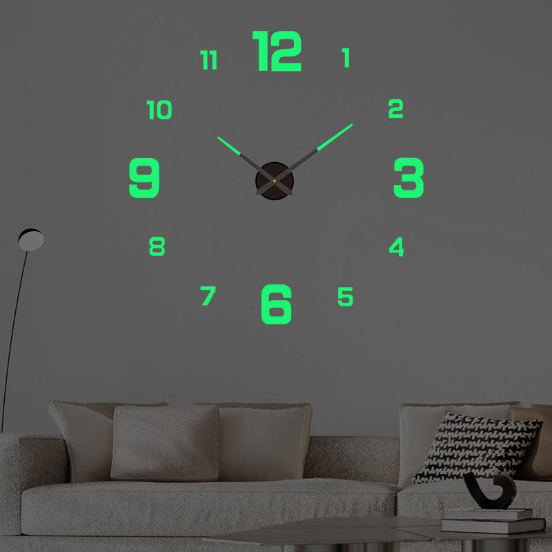 3D-Wanduhr, leuchtende, rahmenlose Wanduhren, DIY-Digitaluhr, Wandaufkleber, geräuschlose Uhr für Zuhause, Wohnzimmer, Büro, Wanddekoration