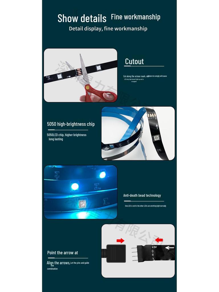 In-Stock 5V Low Voltage RGB LED Strip Light Set with Bluetooth - Ideal for TV Backlight and Atmosphere Decoration