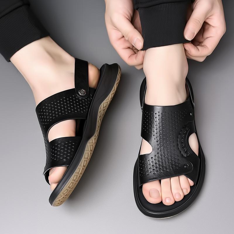 New Summer Men Soft Sandals Breathable Leather Men Beach Flip Flop Brand Men Casual Shoes Comfortable Slip-on Men's shoes Air