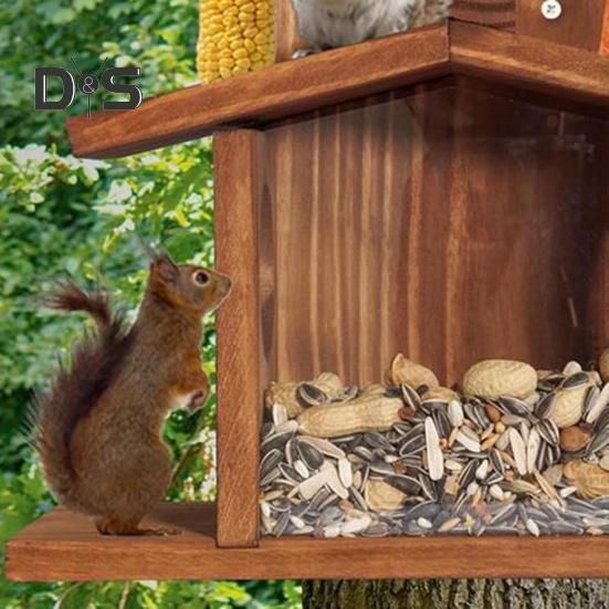 Squirrel Feeder Chipmunk Picnic Table Feeder with Corn Cob Holder Wooden Squirrel House Outdoor Squirrel Feeder Garden Decor