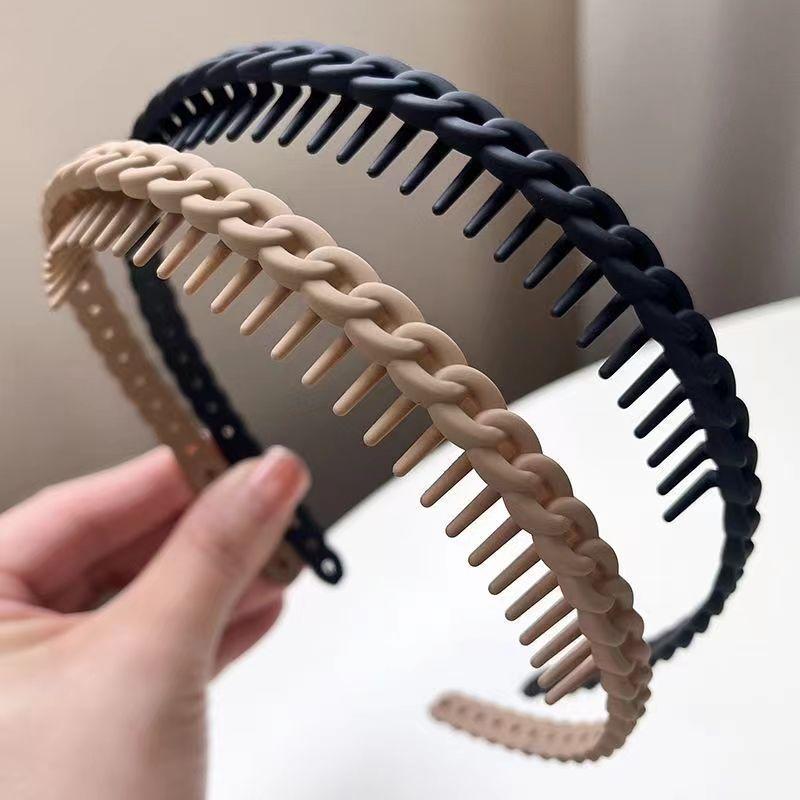 Solid Color Headband Plastic Non Slip Teeth Hair Band Vintage Braided Hair Hoop Perfect for Woman Man Face Washing Skin Care