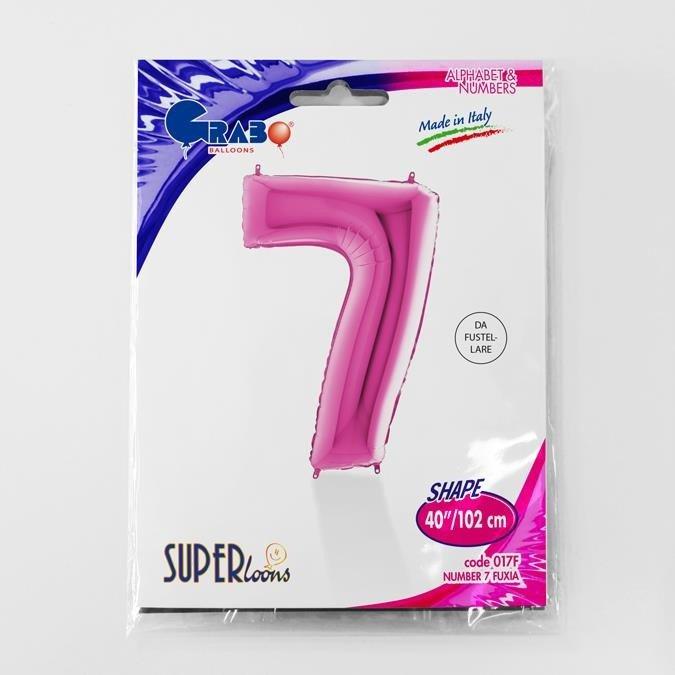 Foil Balloon Number 7 Pink Fuchsia - 102 Cm Grabo