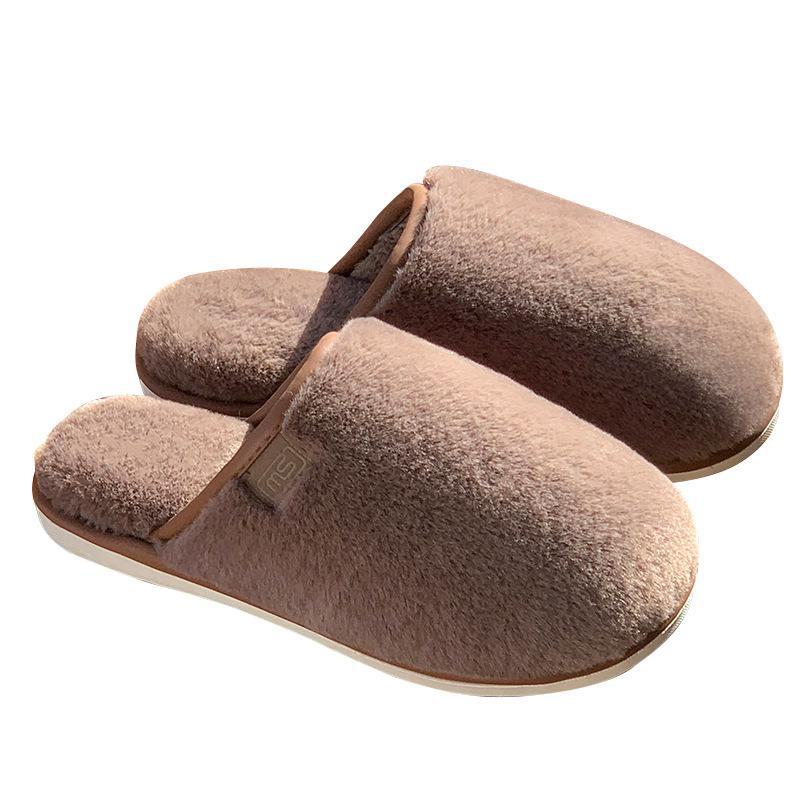 Women's Winter Plush Cross Strap Slippers - Warm Indoor Cotton Slippers with Imitation Rabbit Fur