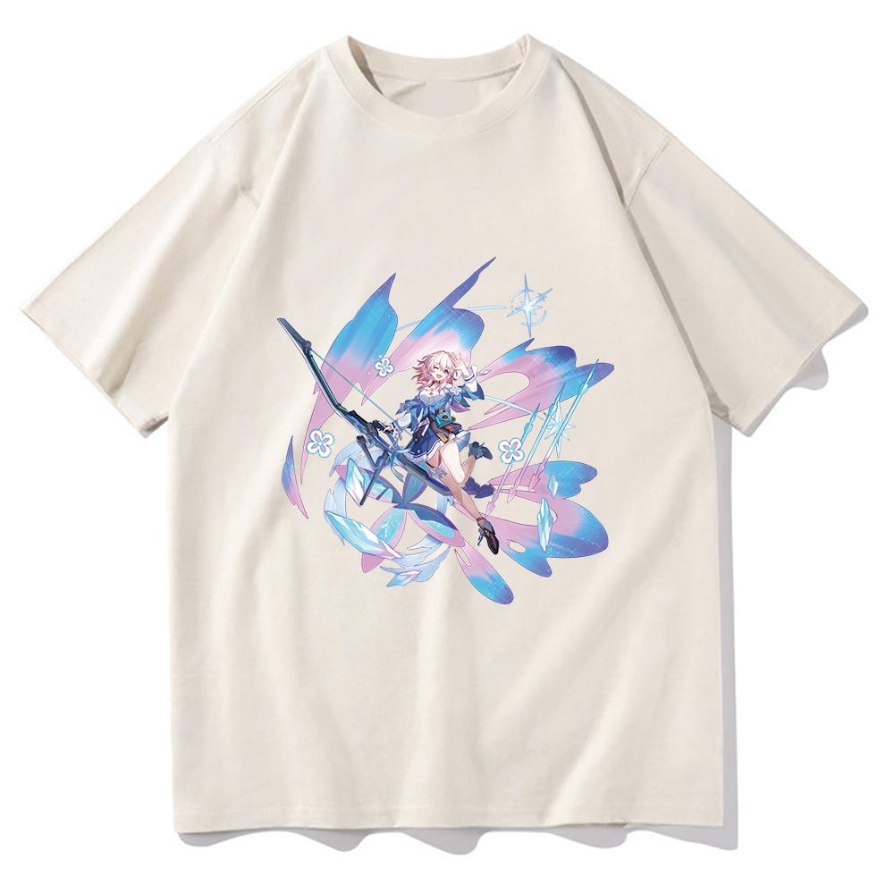 Honkai Star Rail T Shirt Unisex /Women Harajuku Aesthetic Graphic March 7th Tshirt Unisex Anime Cartoon Vintage Cotton Tees Shirts