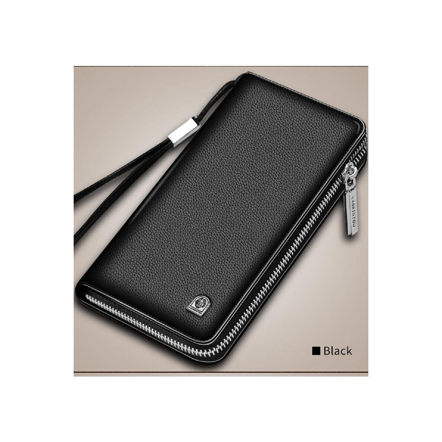 

Milano Натуральная Кожа Итальянский Длинный Мужской Кошелек Ручной Работы На Молнии - Длинный Мужской Визитница чёрный