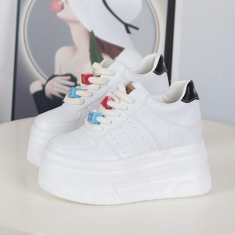 Fashion 12CM Invisible Inner Increase Small White Shoes Women  New Small Thick Platform Platform Shoes Leisure Sports Luxury Shoes